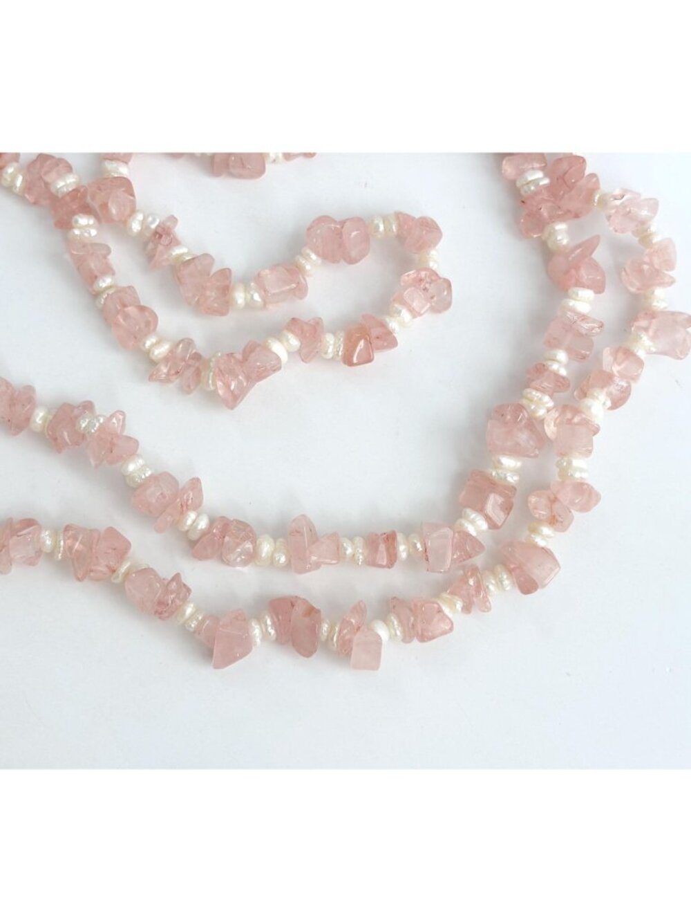 Rose Quartz Natural Freeform Chunky Carved Vintage Beaded Statement Necklace